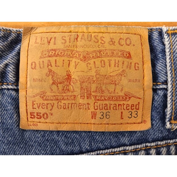 Vtg Levis 550 Jeans Men 36x33 Blue Denim Relaxed Tapered 90s Y2K NEW DEADSTOCK - Picture 6 of 8